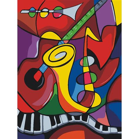 Diy Painting By Numbers Kit Acrylic Painting Musical Instruments