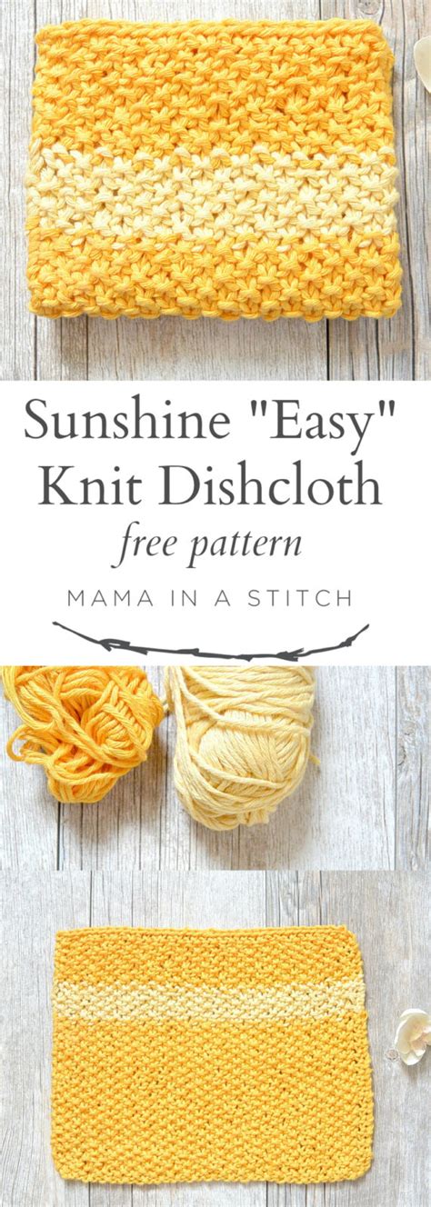 Home crochet & knit knit kitty love washcloth free knitting pattern. Easy Knit Waschloth Pattern - Sunshine Washcloth - Mama In ...