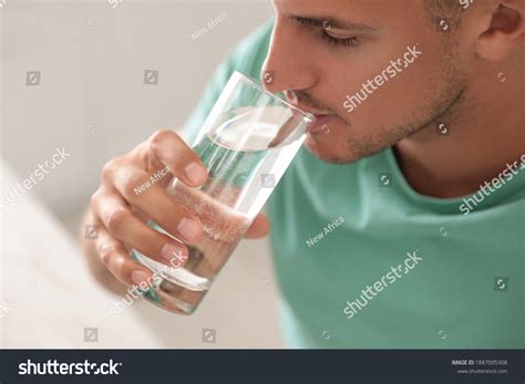 Man Drinking Pure Water Glass Indoors Stock Photo 1887005908 Shutterstock