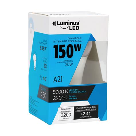 Luminus Led 20 Watt A21 5000k Bulb Recessed Lighting