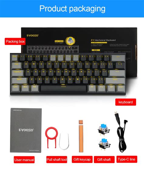 Eyooso Z11 61 Keys Wired Mechanical Gaming Keyboard With Solid Backlit