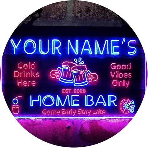 Personalized Your Name Custom Home Bar Beer Established Year Dual Color
