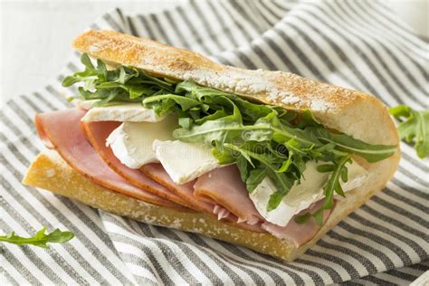 Homemade French Ham And Brie Baguette Sandwich Stock Image Image Of