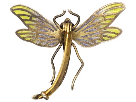 Art Nouveau Plique à Jour Silver And Dragonfly Brooch The Antique