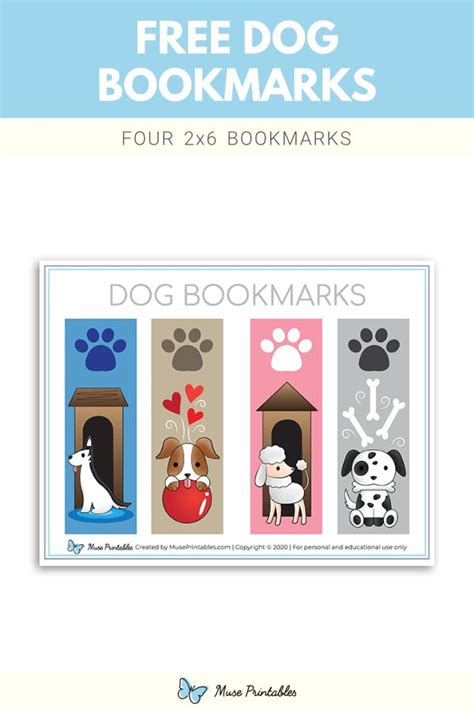 Free Printable Dog Bookmarks The Pdf Download Includes Four Different