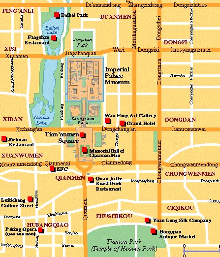 Large Tourist Attractions Map Of Beijing Vidiani Com