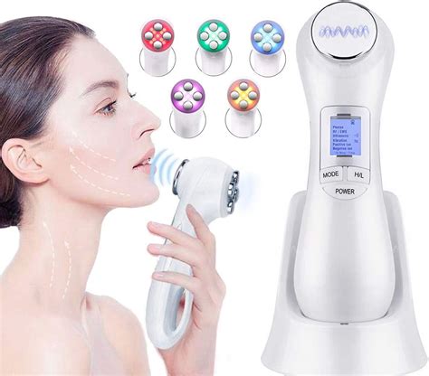 Skin Tightening Machine 6 In 1 Facial Lifting Machine Ems Massager With 5 Color Lights For Deep