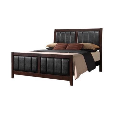 Leatherette Padded California King Bed With Vertical Channels Brown