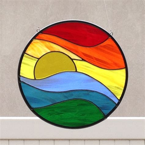 Stained Glass Rainbow Sunset Suncatcher Faux Stained Glass Glass