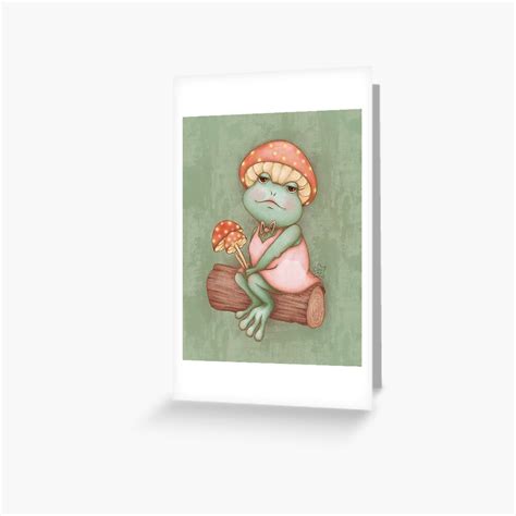 Lady Toadstool Frog With Mushroom Hat Greeting Card By Ohmystarling Redbubble
