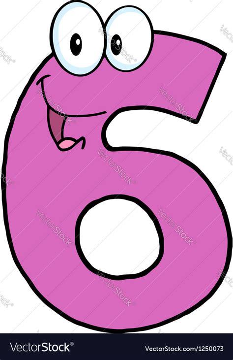 Number Six Cartoon Character Royalty Free Vector Image