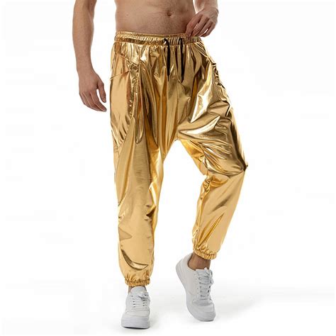 costume de danse de rue hip hop pour hommes pantalon wstring de proximité métallique brillant