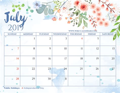 Blank July 2019 Calendar Printable On We Heart It June Calendar