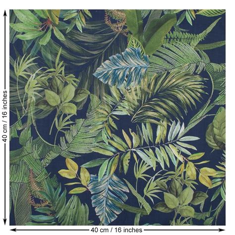 Tropical Leaf Print Cotton Lawn Fabric Navy And Green Sew Essential