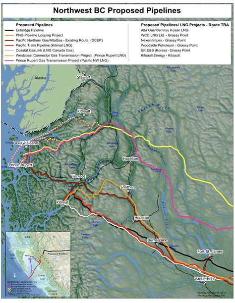 Map Shows Multiple Proposed Oil Gas Pipelines In Bcs Carbon Corridor