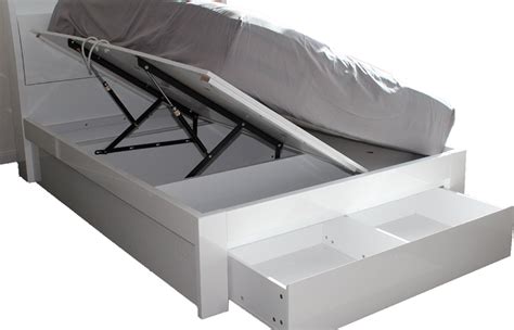 Brand New Oasis Double Gas Lift Storage Bed Frame High Gloss White