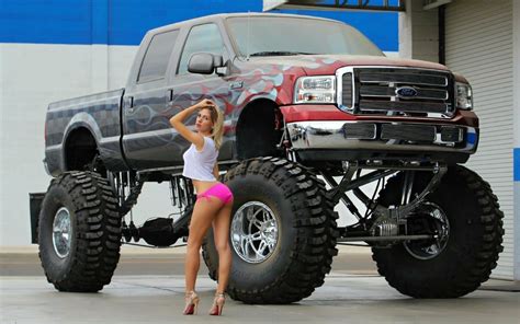 Big Fords Nice Babe Trucks And Girls Jacked Up Trucks Trucks