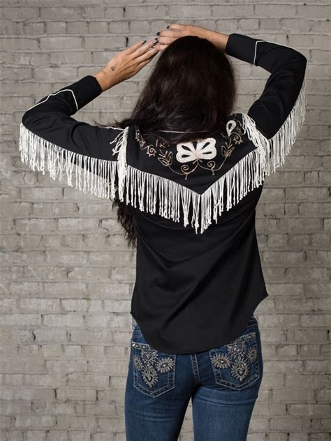 Rockmount Womens Fringe Western Shirt Black