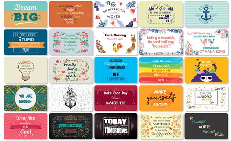 25 Beautiful Motivational Quote Cards Thick Stock Paper Back