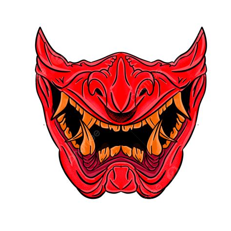Scary Oni Mask Red Scarys Oni Mask Red Png Transparent Clipart Image