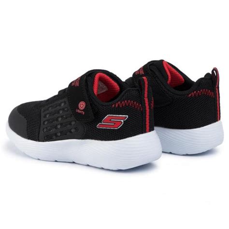 Skechers Boys Velcro Lace Lights Trainer Black Red Paul Byron Shoes