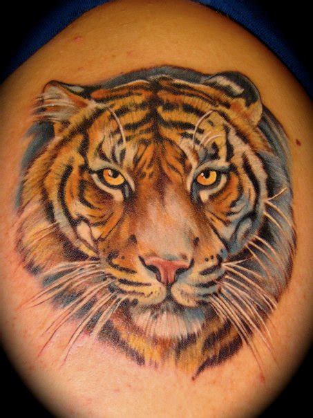 Tiger Face Tattoo On Hip