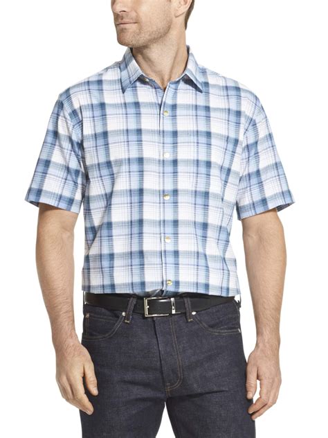 Van Heusen Mens Air Big And Tall Texture Short Sleeve Button Down