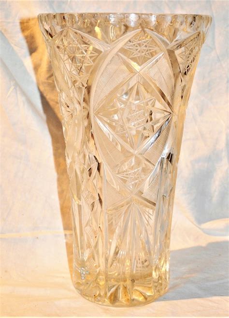 Vase Cristal Cut Crystal Vase American Brilliant Period Antique Glass