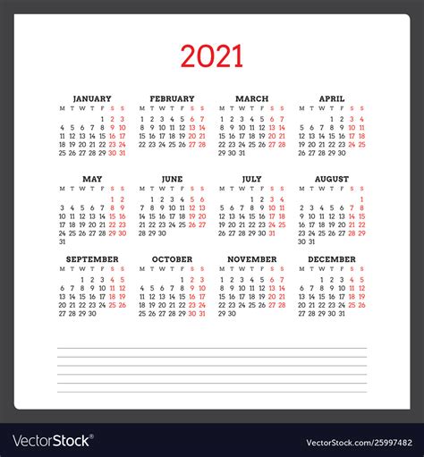 Working Week Calendar 2021 2021 Calendar