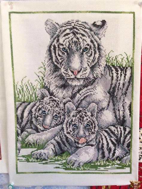 Momma Tiger With Her Cubs Baby Tigers Cross Stitch Cross Stitch