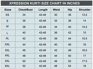 Kurti Size Chart Xpression