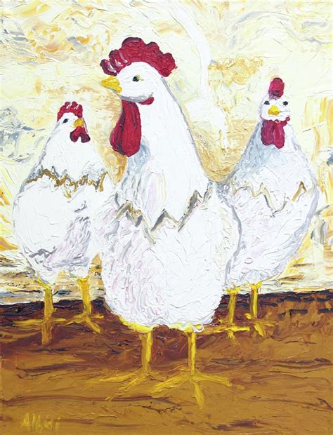 Three Whimsical Chickens Painting By Lisa Rose Alfidi Pixels
