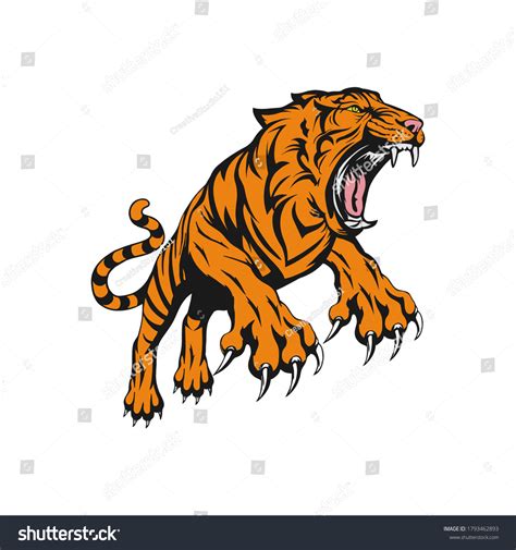 Vektor Stok Tiger Logo Emblem Template Mascot Symbol Tanpa Royalti