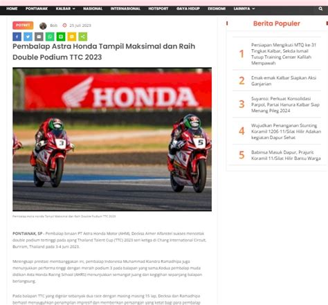 Pembalap Astra Honda Tampil Maksimal Dan Raih Double Podium Ttc 2023