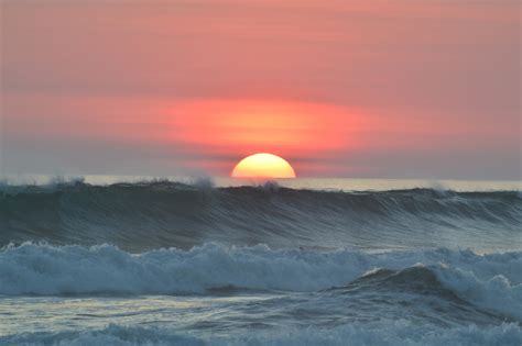 Sea Sunrise Waves Beach Sunset Sands Ocean Photos Cantik
