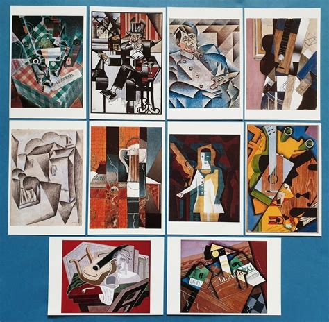 Beautiful Set Of 10 Juan Gris Cubist Cubism Art Paintings Postcards