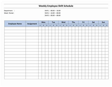Impressive Weekly Employee Shift Schedule Template Excel Worksheet