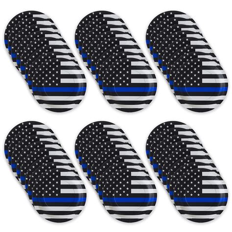Buy Havercamp Police Thin Blue Line 9” Plates 48 Pack 48 Lg Round