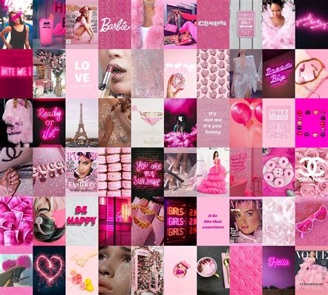 Boujee Pink Aesthetic Wall Collage Kit 60 Pcs Pink Photo Etsy