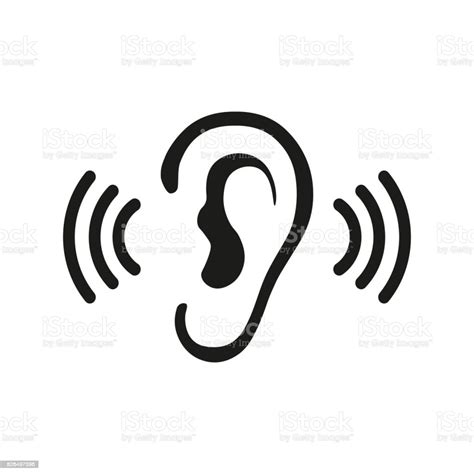 Ear Listening Hearing Audio Sound Waves Vector Icon Stock Illustration