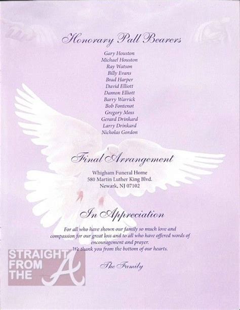 Funeral Program Whitney Houston Pinterest Funeral Houston And