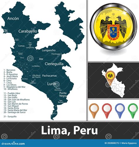 Map Of Lima Peru Stock Vector Illustration Of Areas 202808275