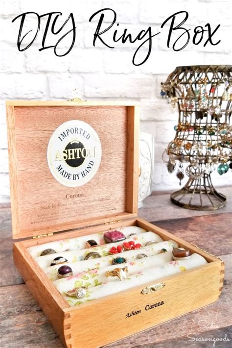 Diy Ring Holder In A Vintage Cigar Box For An Easy Upcycling Craft Idea