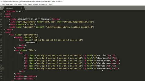 Diagramación en HTML CSS para responsive con filas y columnas video YouTube