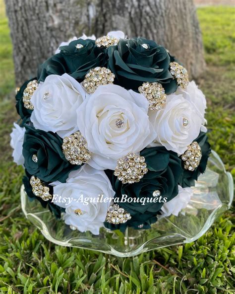 Emerald Green Quinceañera Bouquet Emerald Bridal Bouquet Etsy