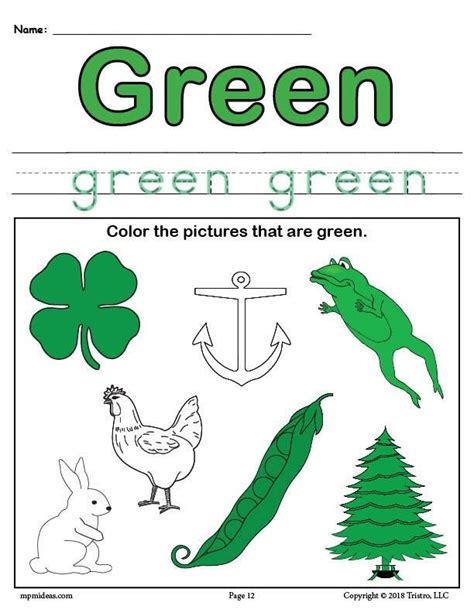 Color Green Worksheet Color Worksheets Color Worksheets For