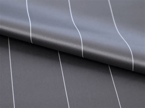 Double Face Silk Satin Stripe In Slate Grey And White Bandj Fabrics