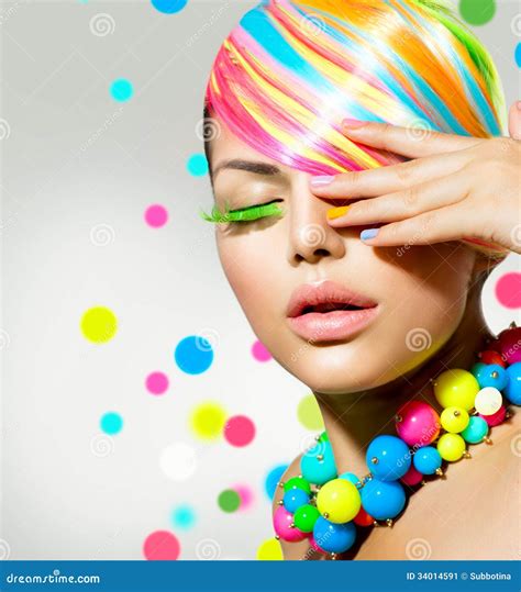 Beauty Girl With Colorful Makeup Stock Image Image 34014591