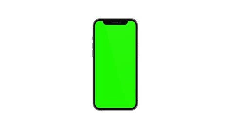 Mobile Phone With Blank Green Screen Front View Isolated On White