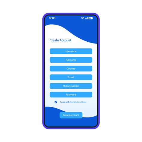 Create Account Smartphone Interface Vector Template Mobile Login Page